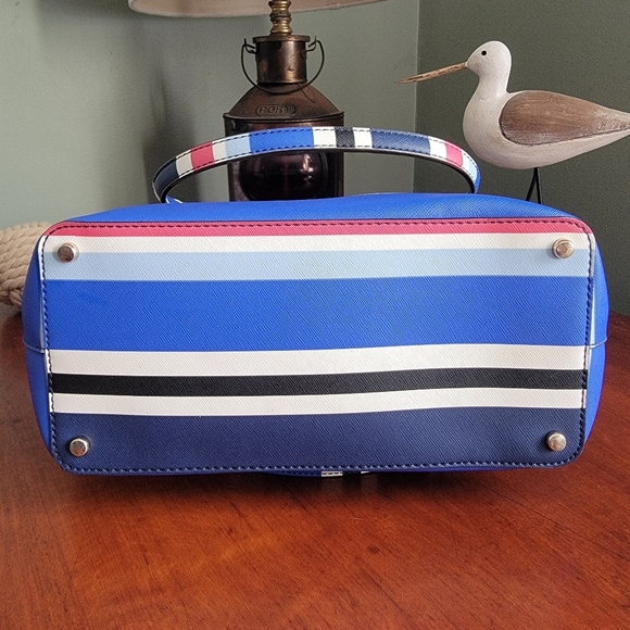 Kate Spade Medium Striped Tote in Red White & Blue PVC WKRU4294 - Picture 7 of 14